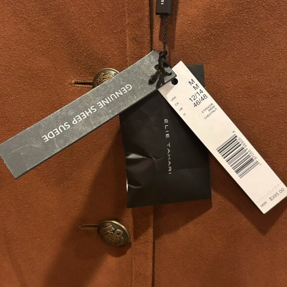 Elie Tahari Suede Military Jacket Amber Color Women's Size S NEW - Picture 10 of 12